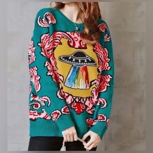 UFO Retro Sweater in Green With Other Colors